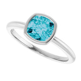 14K White Gold Natural London Blue Topaz Ring