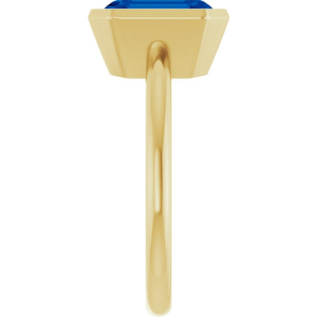 14K Yellow Gold Lab-Grown Blue Sapphire Ring