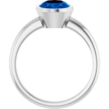 14K White Lab-Grown Blue Sapphire Ring