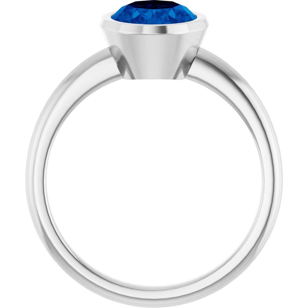 14K White Lab-Grown Blue Sapphire Ring