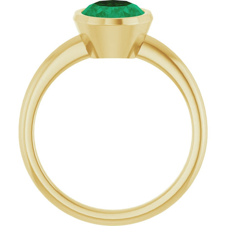 14K Yellow Lab-Grown Emerald Ring