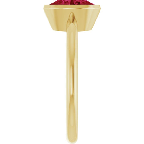 14K Yellow Gold 8x6 mm Lab-Grown Ruby Bezel-Set Ring