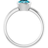 14K White Gold Natural London Blue Topaz Ring