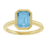 14K Yellow Gold 8x6 mm Natural Sky Blue Topaz Bezel-Set Ring