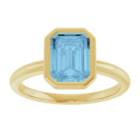 14K Yellow Gold 8x6 mm Natural Sky Blue Topaz Bezel-Set Ring