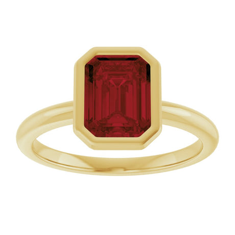 14K Yellow Gold 8x6 mm Natural Mozambique Garnet Bezel-Set Ring