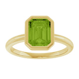 14K Yellow Gold 8x6 mm Natural Peridot Bezel-Set Ring