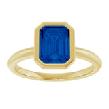 14K Yellow Gold 8x6 mm Lab-Grown Blue Sapphire Bezel-Set Ring