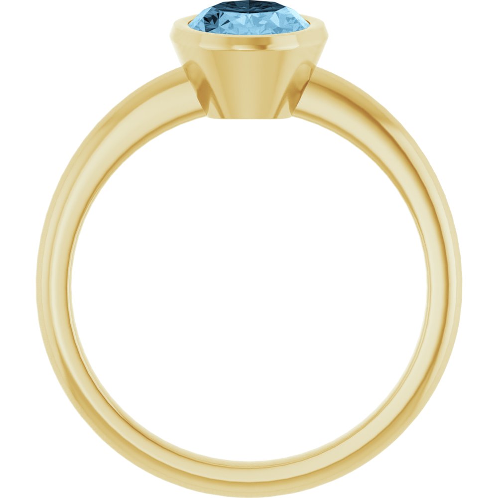 14K Yellow Gold 8x6 mm Natural Sky Blue Topaz Bezel-Set Ring