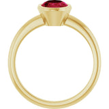 14K Yellow Gold 8x6 mm Lab-Grown Ruby Bezel-Set Ring