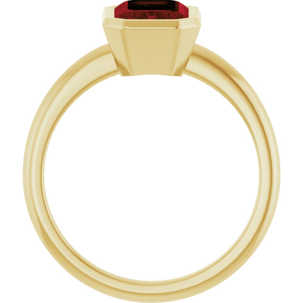 14K Yellow Gold 8x6 mm Natural Mozambique Garnet Bezel-Set Ring