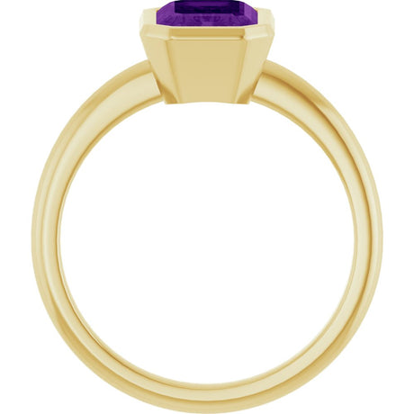 14K Yellow Gold 8x6 mm Natural Amethyst Bezel-Set Ring
