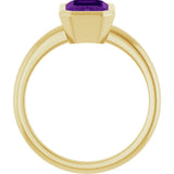 14K Yellow Gold 8x6 mm Natural Amethyst Bezel-Set Ring