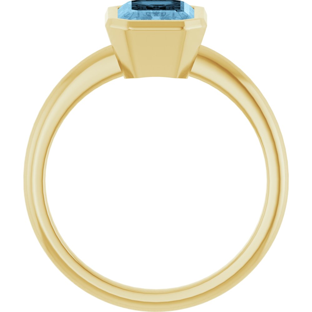 14K Yellow Gold 8x6 mm Natural Sky Blue Topaz Bezel-Set Ring