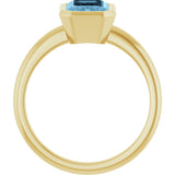 14K Yellow Gold 8x6 mm Natural Sky Blue Topaz Bezel-Set Ring