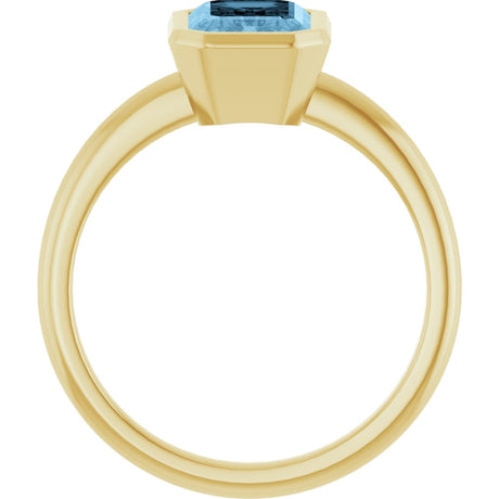14K Yellow Gold 8x6 mm Natural Sky Blue Topaz Bezel-Set Ring