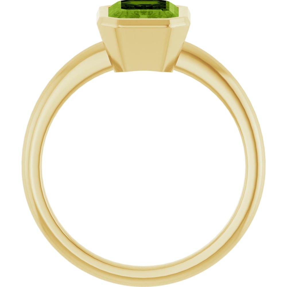 14K Yellow Gold 8x6 mm Natural Peridot Bezel-Set Ring