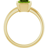 14K Yellow Gold 8x6 mm Natural Peridot Bezel-Set Ring