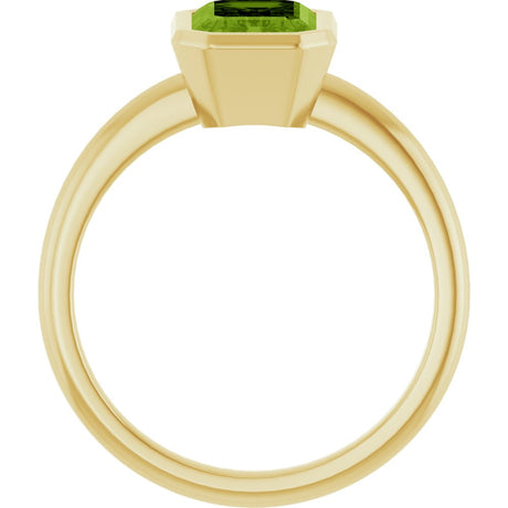 14K Yellow Gold 8x6 mm Natural Peridot Bezel-Set Ring
