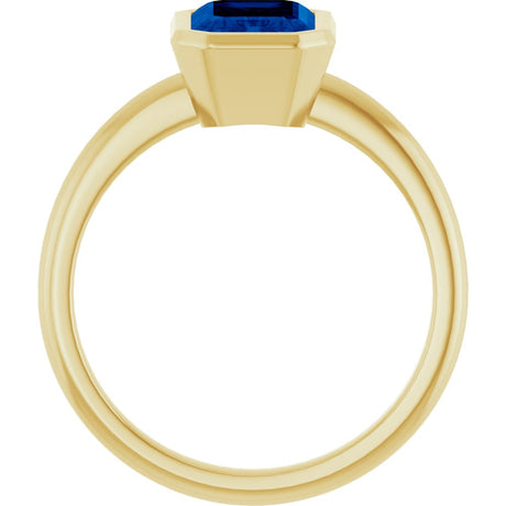 14K Yellow Gold 8x6 mm Lab-Grown Blue Sapphire Bezel-Set Ring