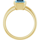 14K Yellow Gold 8x6 mm Natural Sky Blue Topaz Bezel-Set Ring