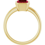 14K Yellow Gold 8x6 mm Lab-Grown Ruby Bezel-Set Ring