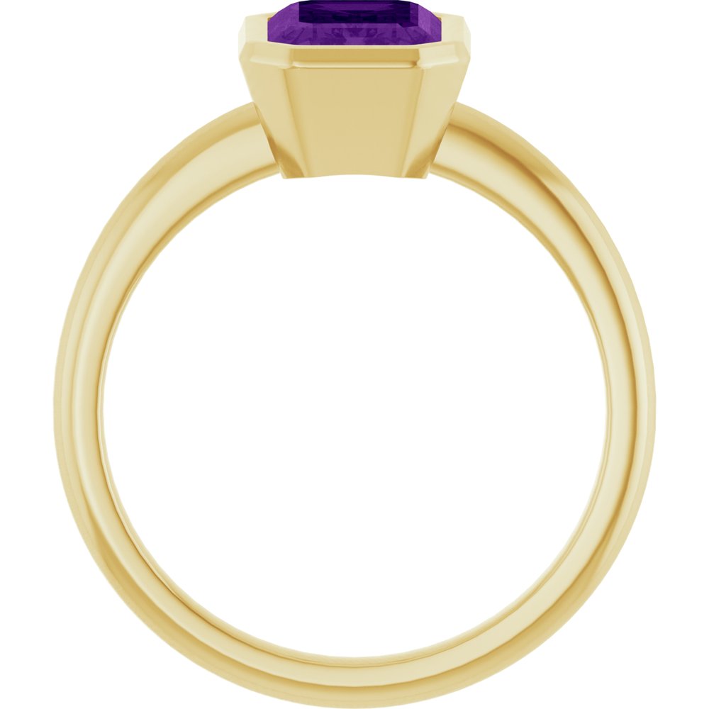14K Yellow Gold 8x6 mm Natural Amethyst Bezel-Set Ring