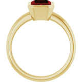 14K Yellow Gold 8x6 mm Natural Mozambique Garnet Bezel-Set Ring