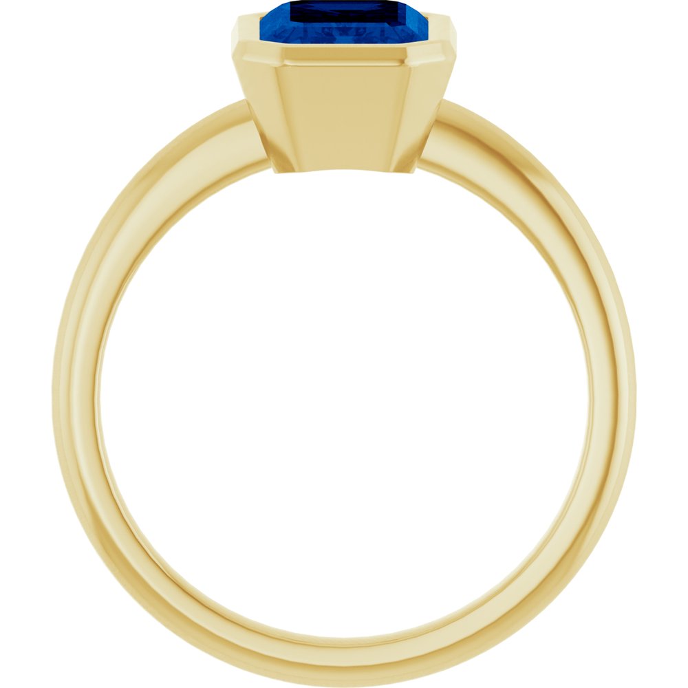 14K Yellow Gold 8x6 mm Lab-Grown Blue Sapphire Bezel-Set Ring