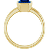 14K Yellow Gold 8x6 mm Lab-Grown Blue Sapphire Bezel-Set Ring