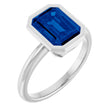 14K White Lab-Grown Blue Sapphire Ring