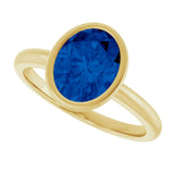 14K Yellow Lab-Grown Blue Sapphire Ring