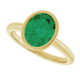 14K Yellow Lab-Grown Emerald Ring