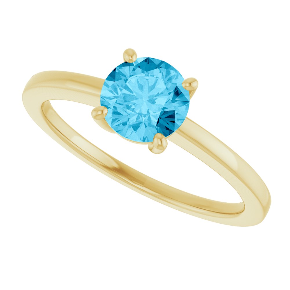 14K Yellow Gold Natural Aquamarine Solitaire Ring