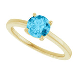 14K Yellow Gold Natural Aquamarine Solitaire Ring