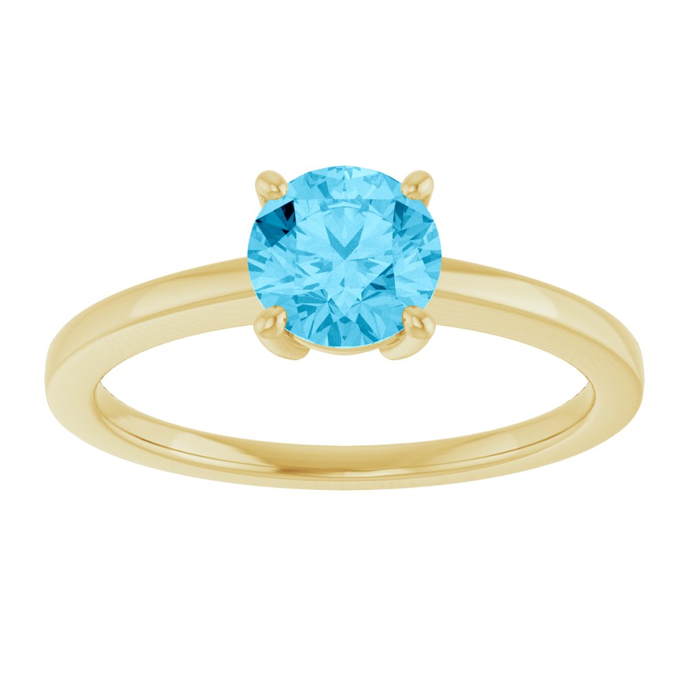 14K Yellow Gold Natural Aquamarine Solitaire Ring