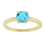 14K Yellow Gold Natural Aquamarine Solitaire Ring