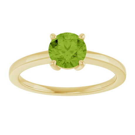 14K Yellow Gold Natural Peridot Solitaire Ring