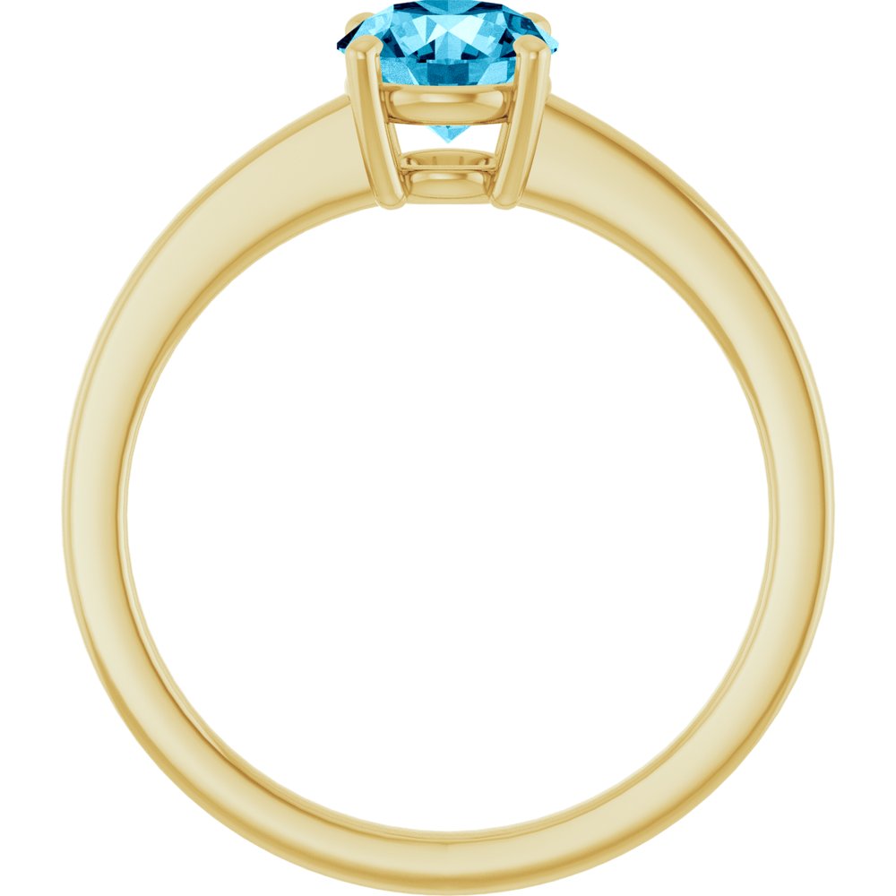 14K Yellow Gold Natural Aquamarine Solitaire Ring