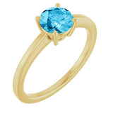 14K Yellow Gold Natural Aquamarine Solitaire Ring