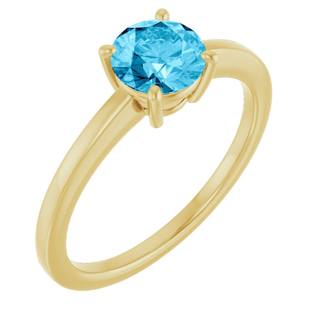 14K Yellow Gold Natural Aquamarine Solitaire Ring