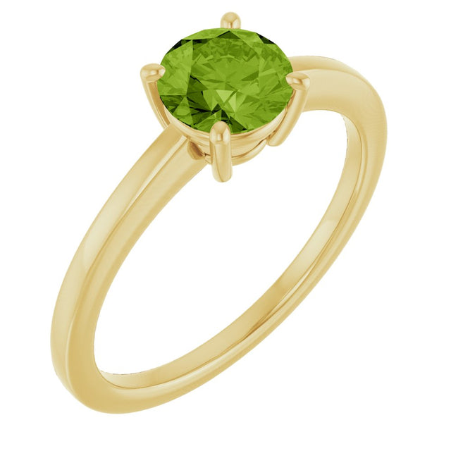 14K Yellow Gold Natural Peridot Solitaire Ring