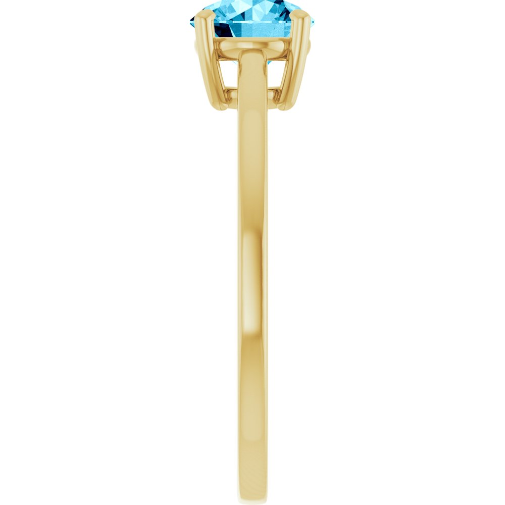 14K Yellow Gold Natural Aquamarine Solitaire Ring