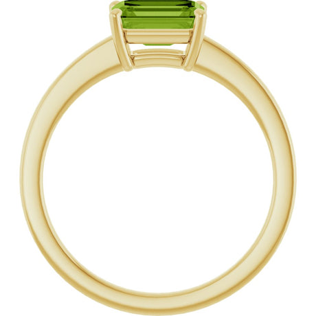 14K Yellow Gold Natural Peridot Solitaire Ring