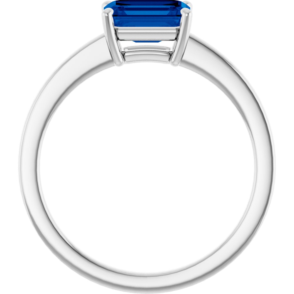 Sterling Silver Lab-Grown Blue Sapphire Solitaire Ring