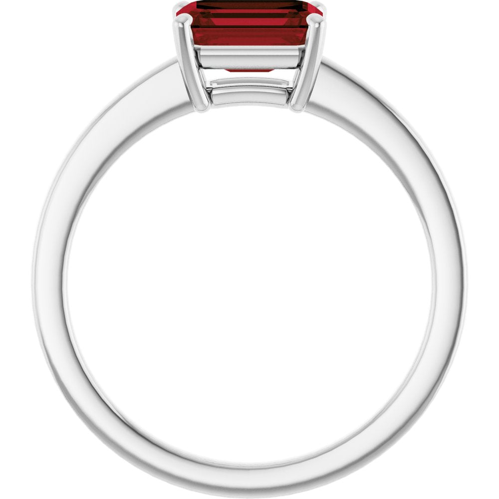 Sterling Silver Natural Mozambique Garnet Solitaire Ring