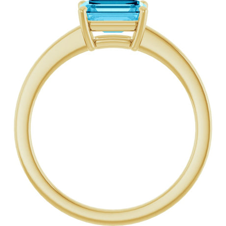 14K Yellow Gold Natural Aquamarine Solitaire Ring