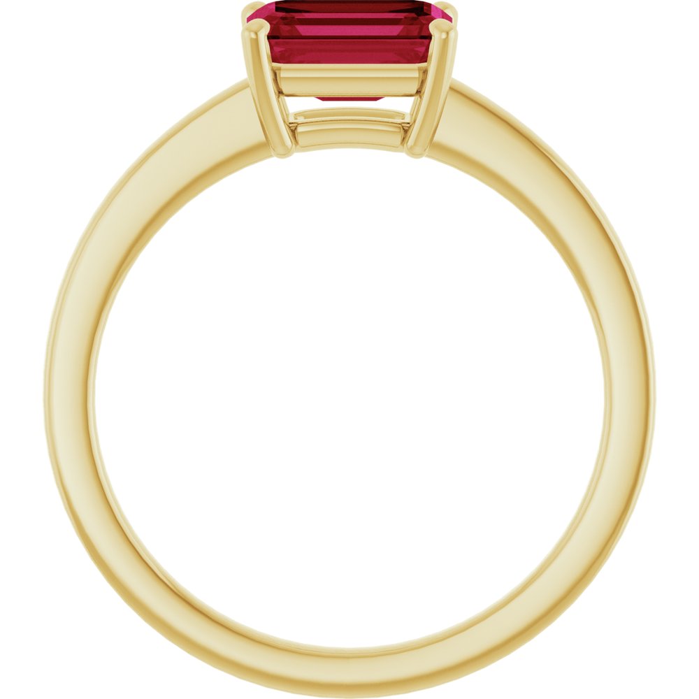 14K Yellow Gold Lab-Grown Ruby Solitaire Solitaire Ring
