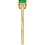 14K Yellow Gold Lab-Grown Emerald Solitaire Solitaire Ring