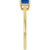 14K Yellow Gold Lab-Grown Blue Sapphire Solitaire Ring